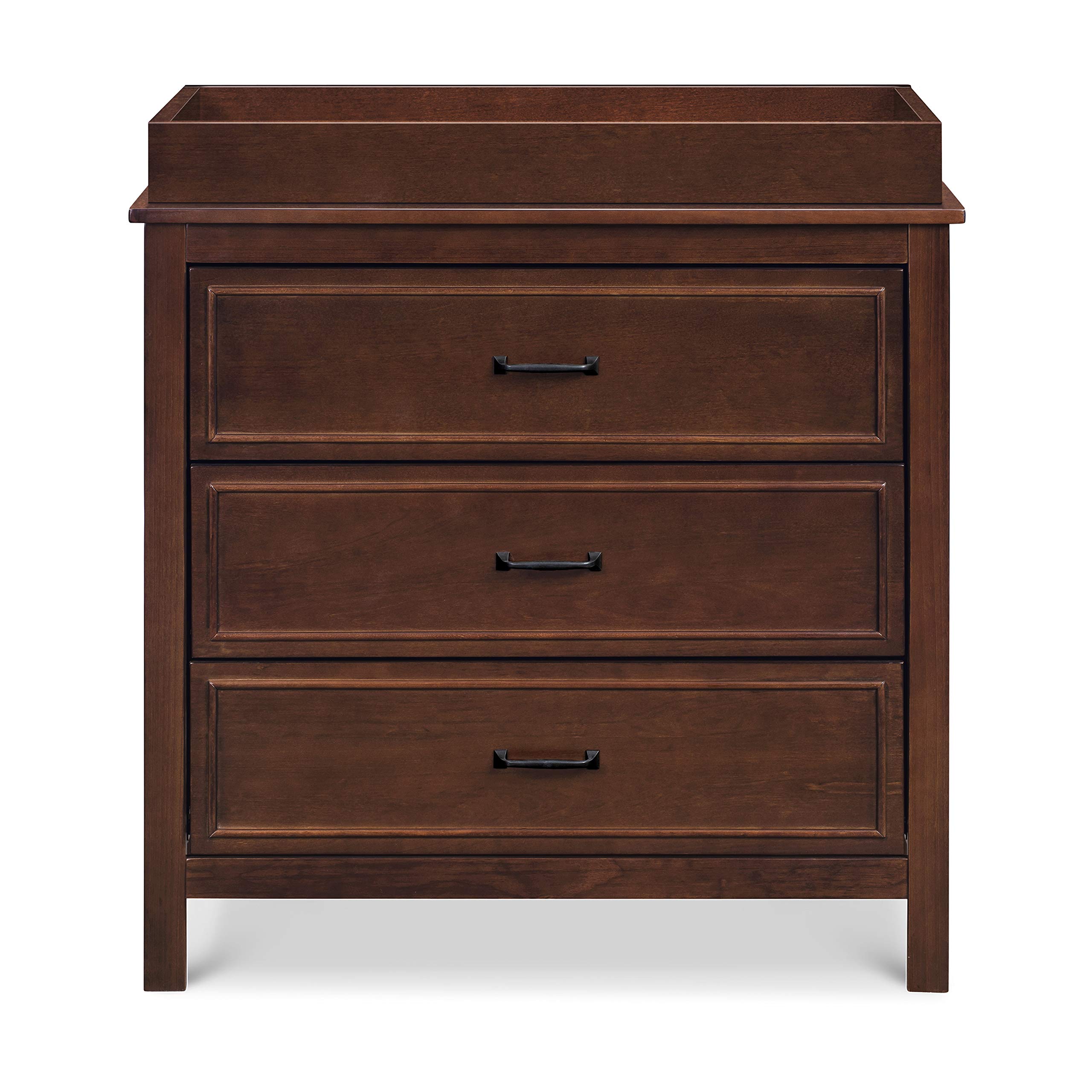 DaVinci Charlie 3 Drawer Dresser - GREENGUARD Gold Certified Compact Wooden Chest for Nursery, Bedroom & Living Room - Nightstand & Storage Cabinet with Easy Assembly in Espresso Finish - Perfect for Baby Rooms, Small Spaces & Closet Organization