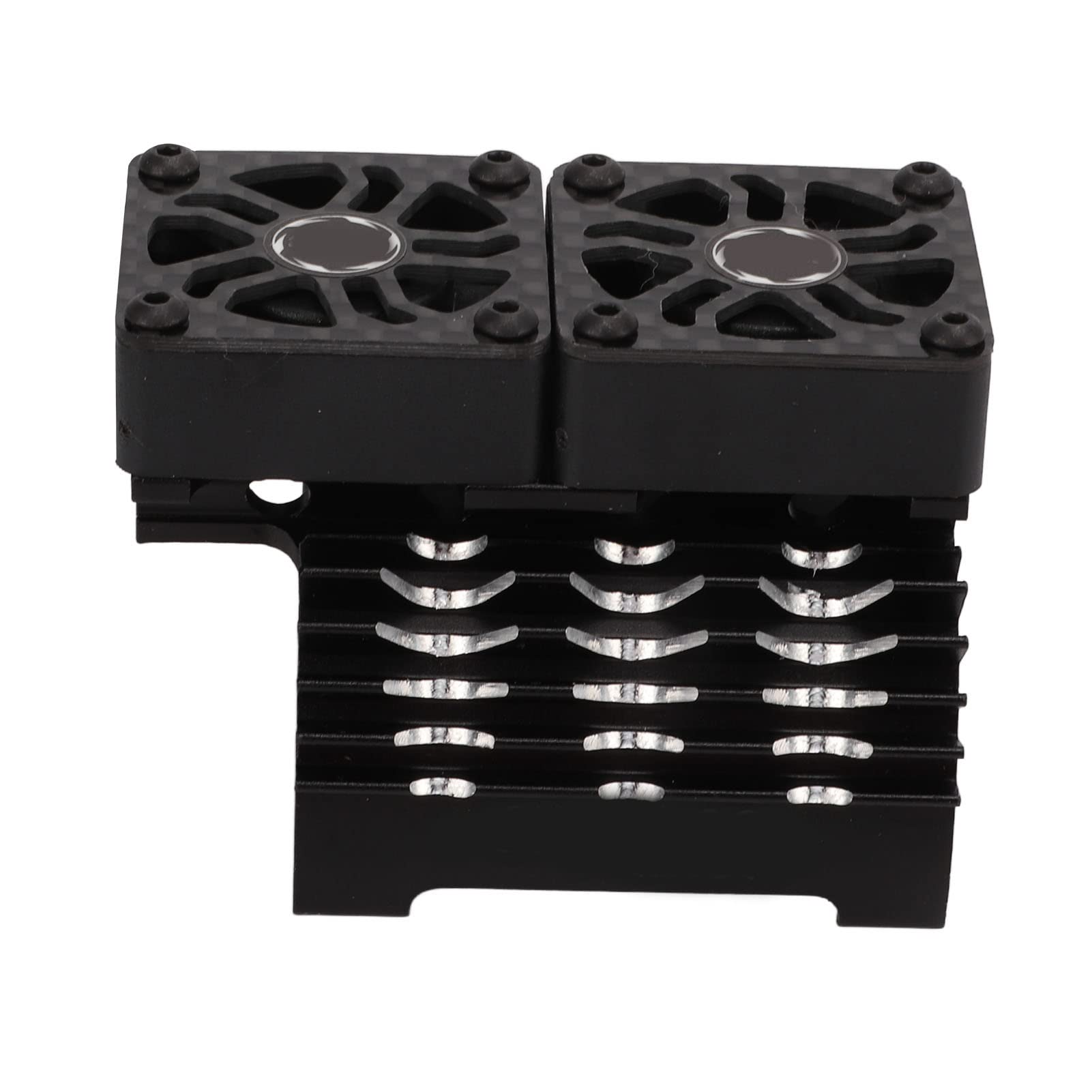 High Performance 40-42mm RC Brushless Motor Cooling Fan - Dual Aluminum Heat Sink for 1/8 Scale Remote Control Cars (Black) | Perfect for Off-Road Bashing, Racing & High-Speed RC Models