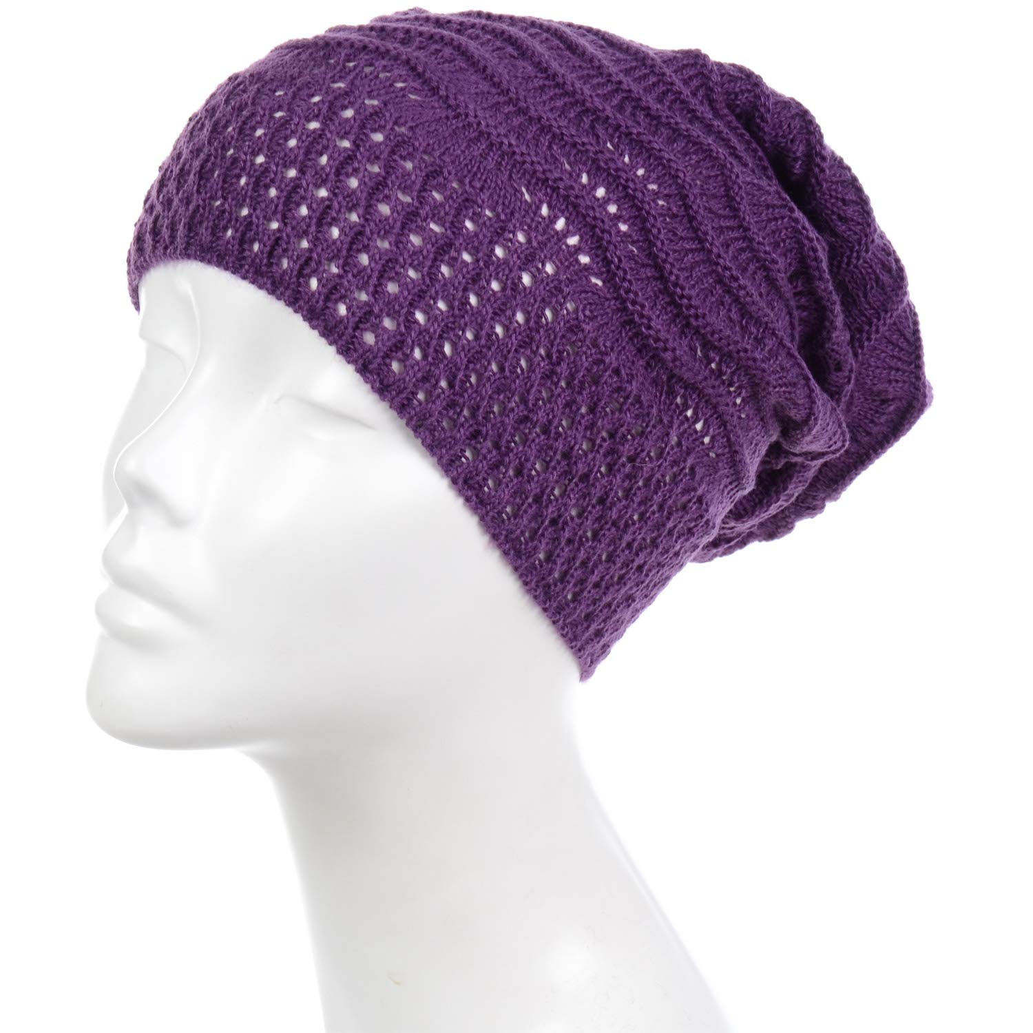 BYOS Women's Lightweight Crochet Beanie Hat - Breathable Knit Slouchy Winter Cap for Outdoor Activities, Travel & Casual Wear