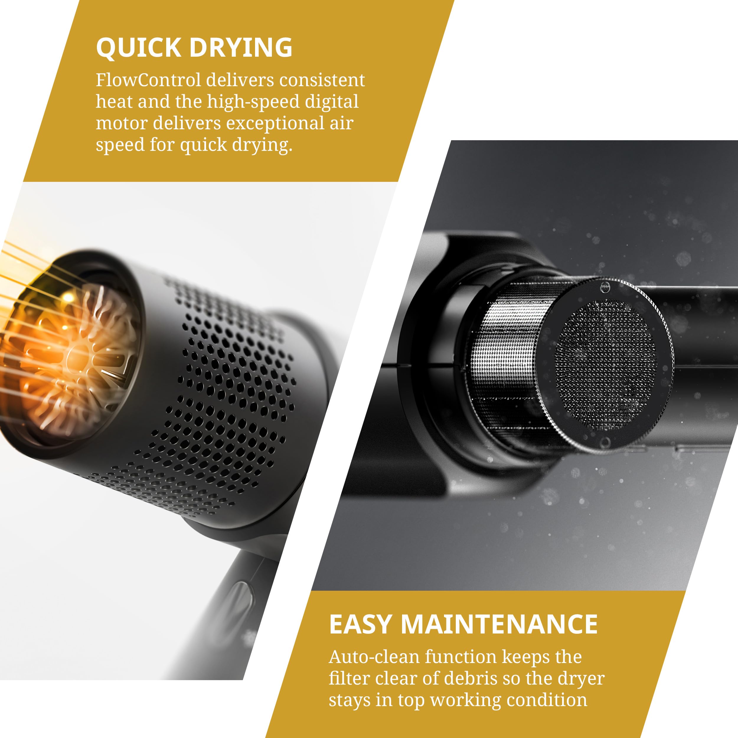 Wahl Professional Vanquish Hair Dryer - 4 Heat & 3 Speed Settings, Controlled Airflow, Smoothtone Motor, Auto Clean, Lightweight Design - Perfect for Salon & Home Hair Styling