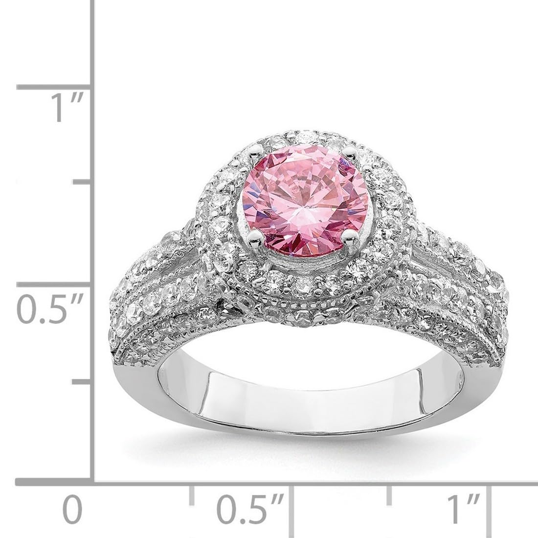 925 Sterling Silver Round Pink & White CZ Cubic Zirconia Simulated Diamond Ring for Women - Elegant Wedding, Engagement & Everyday Jewelry Gift