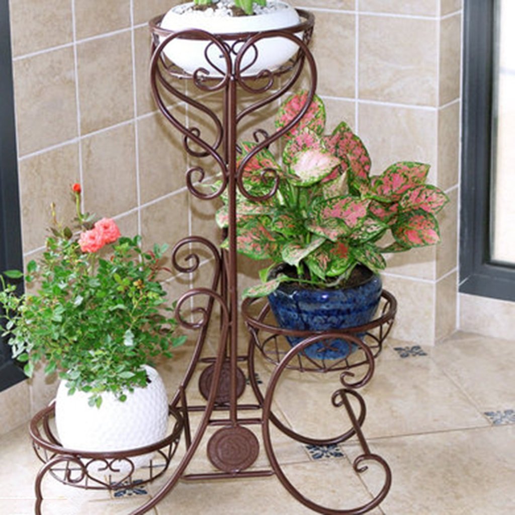3-Tier Bronze Metal Display Stand for Home, Garden & Patio - Durable Multi-Tier Decor Shelf for Plants, Books & Decorations (3-Tier Size)