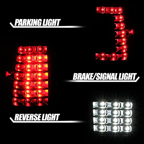 AKKON LED Black Tail Lights Brake Lamps Pair for 1999-2002 Chevy Silverado 1500/2500 & 1999-2006 GMC Sierra Pickup Truck - Upgrade Your Truck's Style & Visibility for Night Driving & Off-Road Adventures