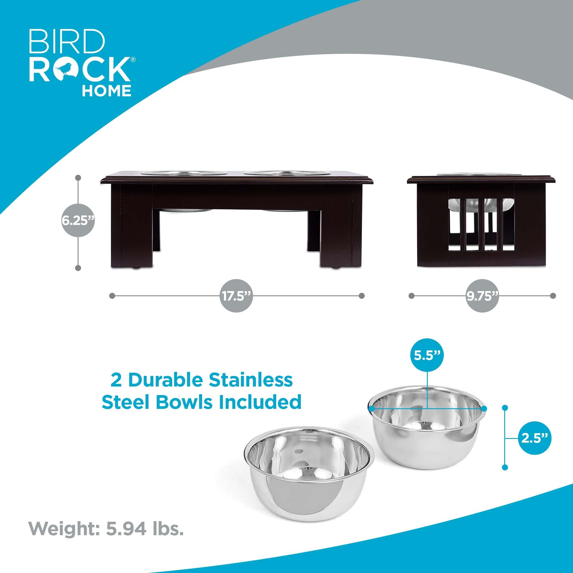 Premium Elevated Dog Feeder with Stainless Steel Bowls - Adjustable Height Pet Food & Water Stand for Small to Medium Dogs - Durable Espresso Wooden Feeding Station - Perfect for Kitchen, Living Room or Outdoor Use