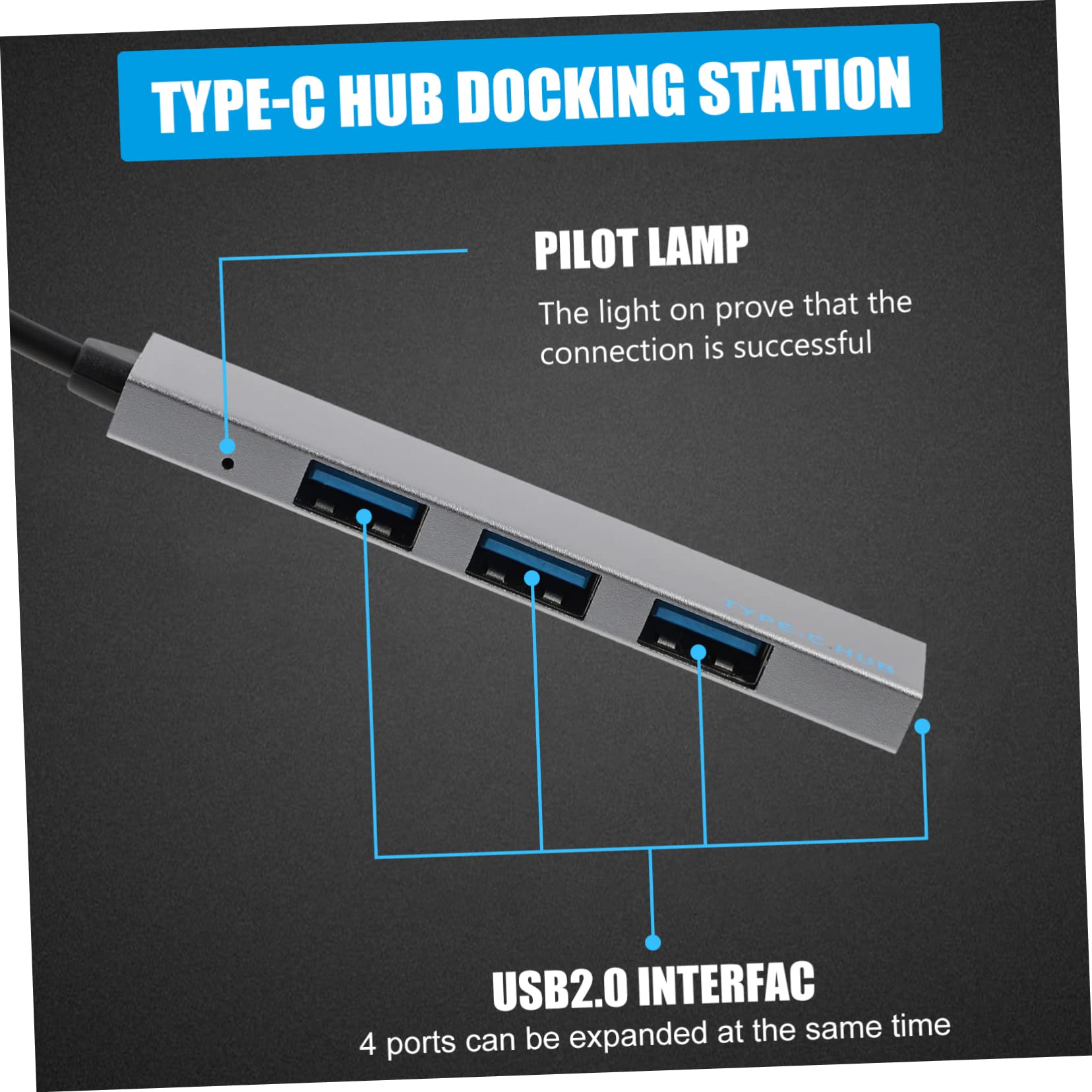 UKCOCO 2-Pack Aluminum Alloy USB Hub Adapter - USB A Splitter, Charger, Micro USB Converter, Portable Laptop/PC Expander for Home Office, Travel & Gaming Accessories