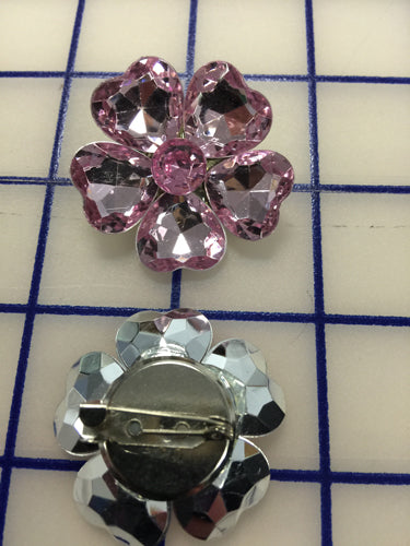 Elegant Pink Jeweled Brooch Pin for Women - Vintage Rhinestone Fashion Accessory for Dresses, Jackets & Hats | Perfect for Weddings, Parties & Special Occasions