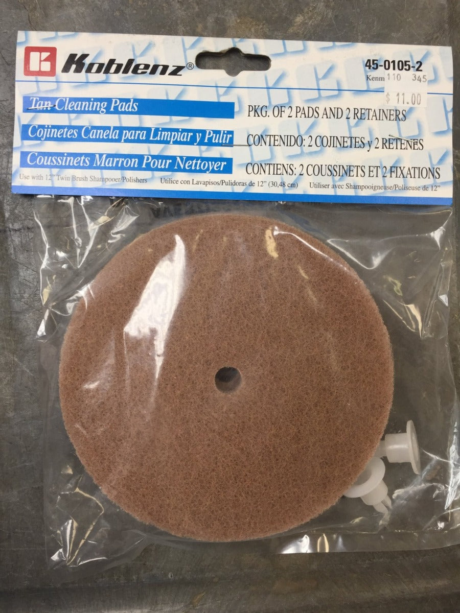 Koblenz Tan Replacement Buffer Pads (2 Pack) - Compatible with Floor Polishers - Perfect for Hardwood, Tile & Vinyl Floors