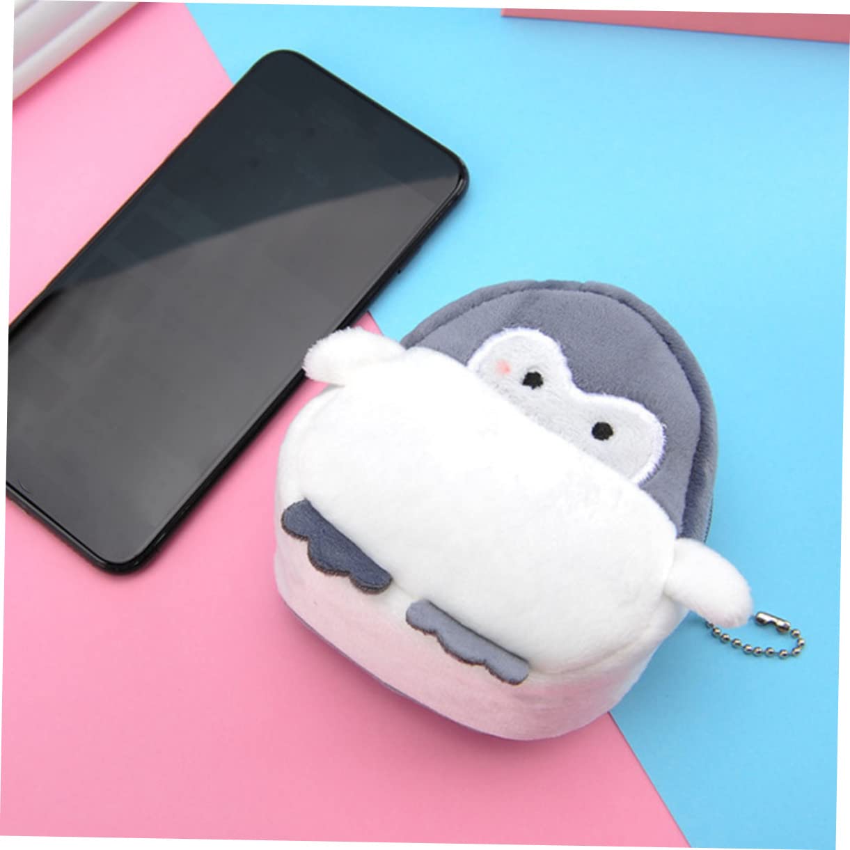 Holibanna 6 Pcs Plush Coin Purse & Keychain - Cute Stuffed Animal Handbag for Kids, Girls Backpack Accessories | Small Change Wallet Storage Bag (Penguin Design) - Perfect for School, Travel & Gift Giving