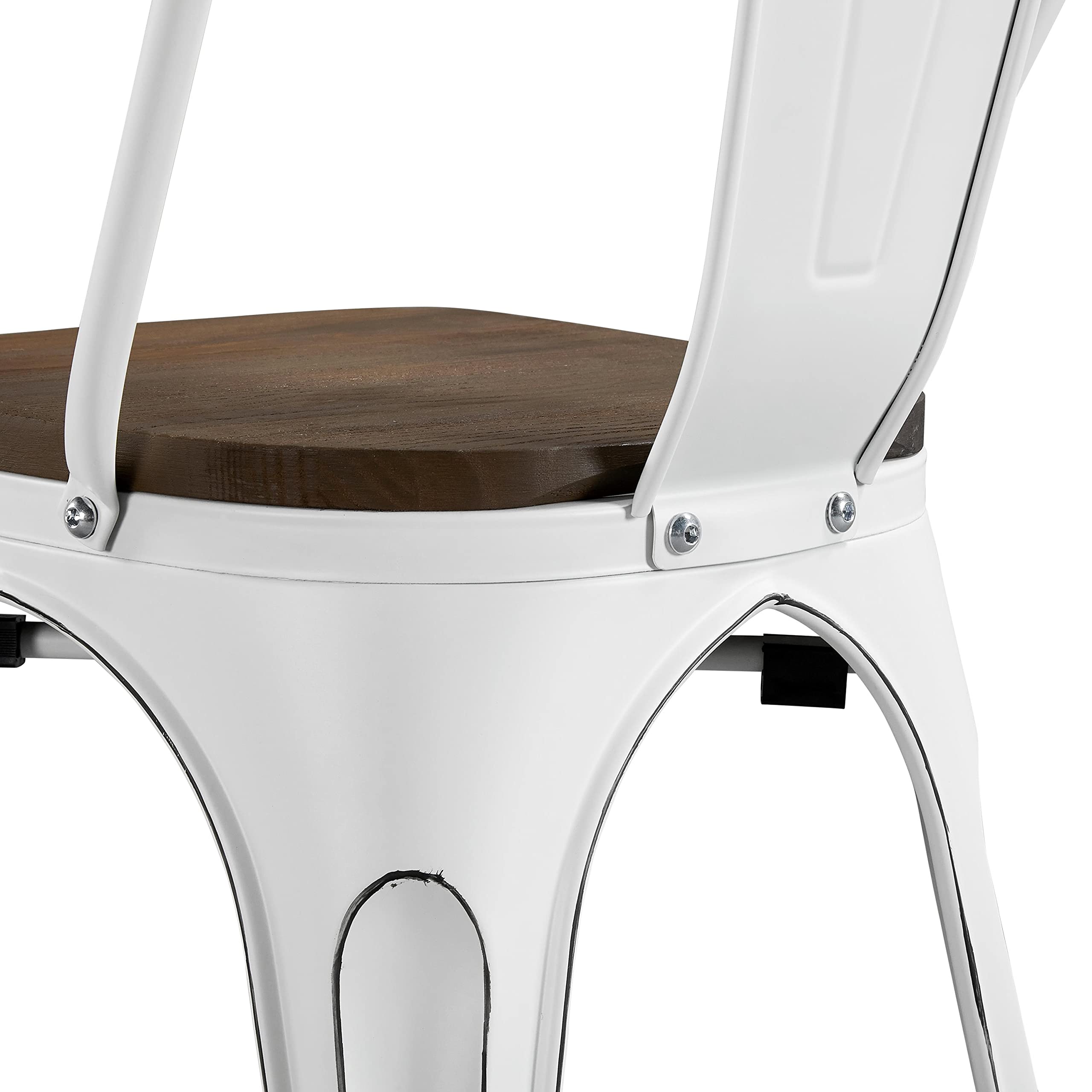 Yaheetech 4-Pack Modern Farmhouse Dining Chairs - Stackable Metal Chairs for Indoor & Outdoor Use - Waterproof White Kitchen & Patio Furniture - Perfect for Dining Room, Restaurant, and Garden Parties