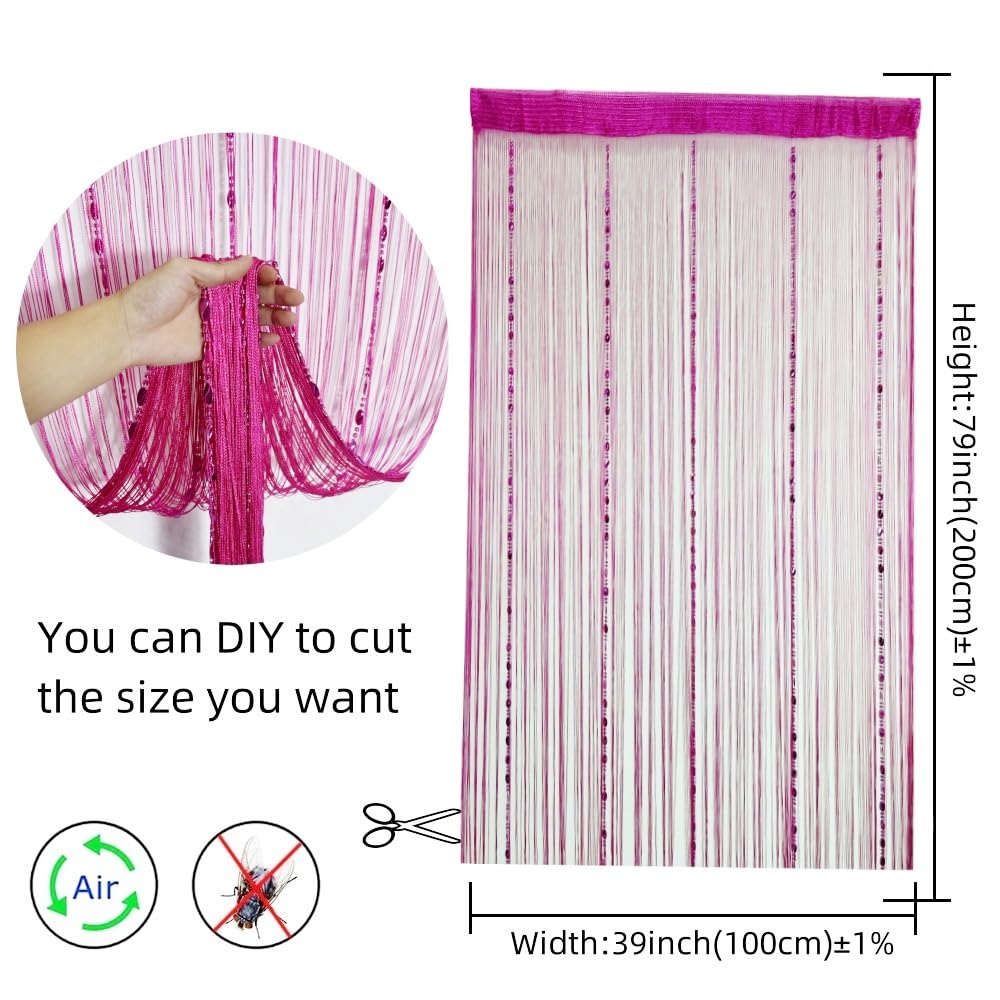 100cm x 200cm Decorative Beaded Door Curtain - Rose Red Tassel Fringe Room Divider for Wedding, Coffee House, Window & Wall Decor | Elegant Partition Screen for Home, Office & Event Spaces