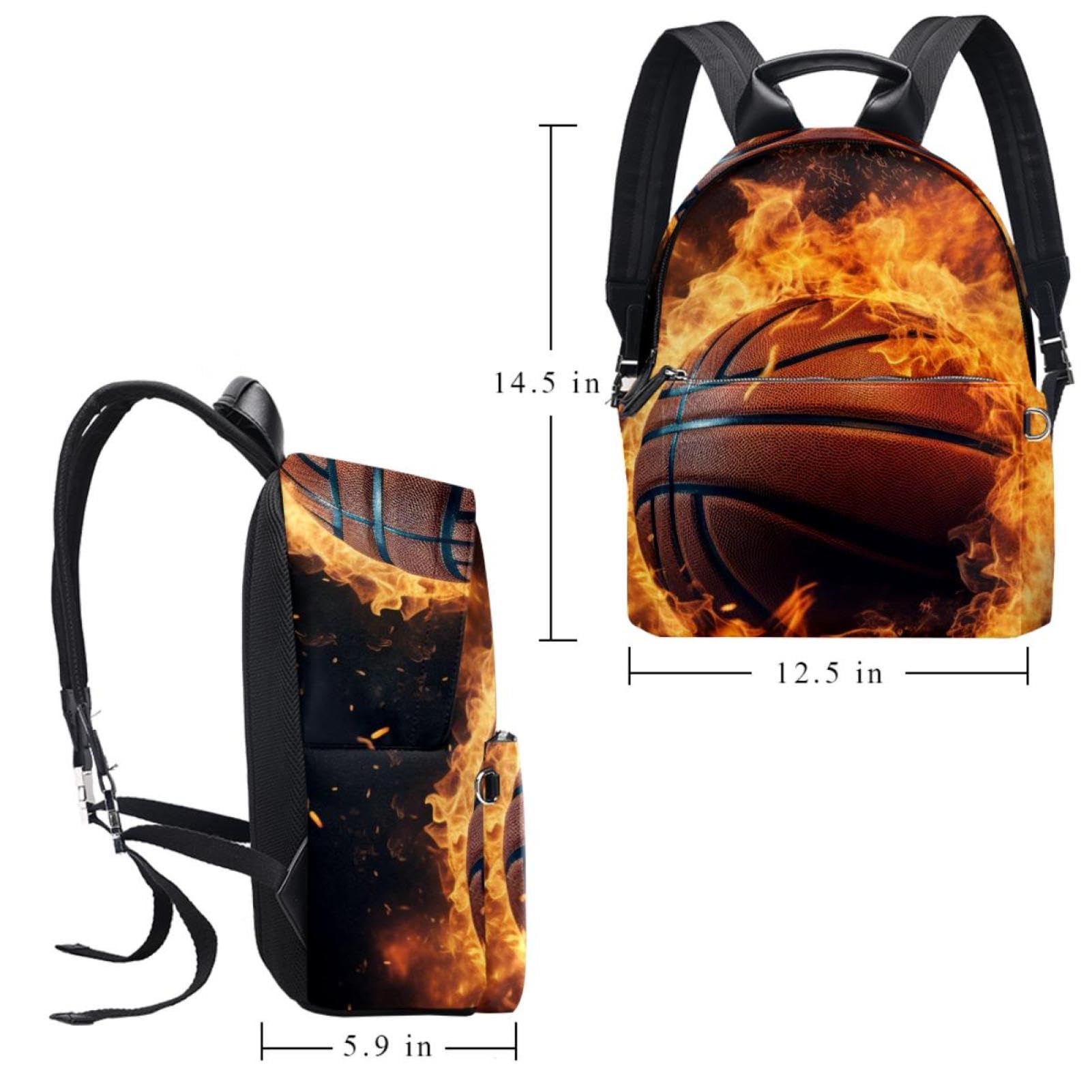 Stylish Flame & Retro Basketball Backpack - Durable Travel & Work Backpack for Men & Women - Perfect for Commuting, Gym, School & Outdoor Adventures