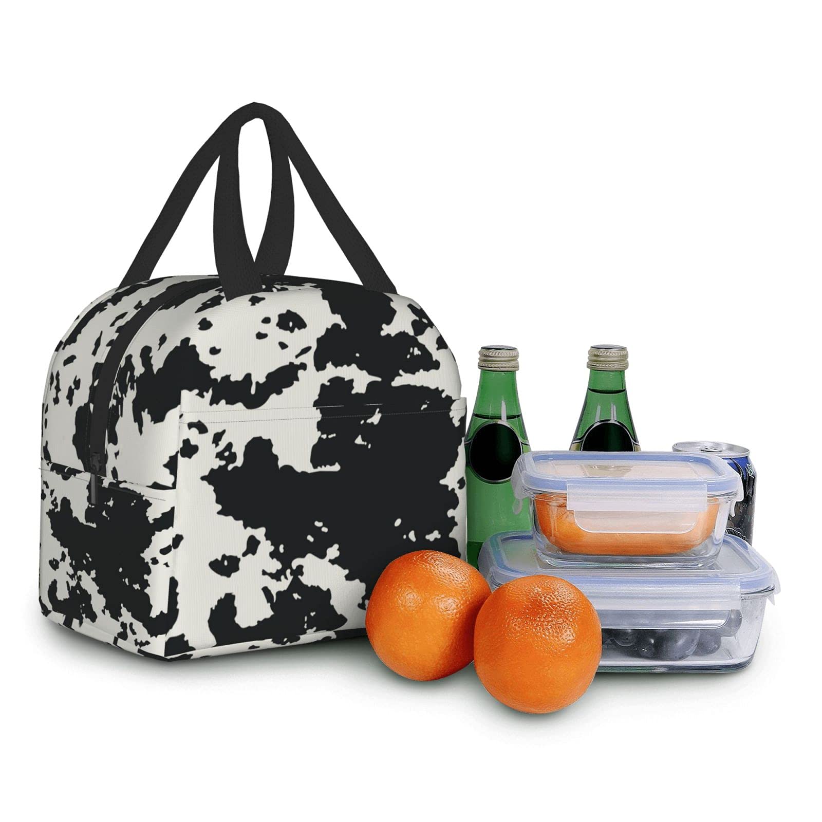 Insulated Lunch Bag with Cow Animal Pattern - Reusable & Portable Meal Container for Men & Women - Perfect for Work, Travel, Picnic & Outdoor Activities