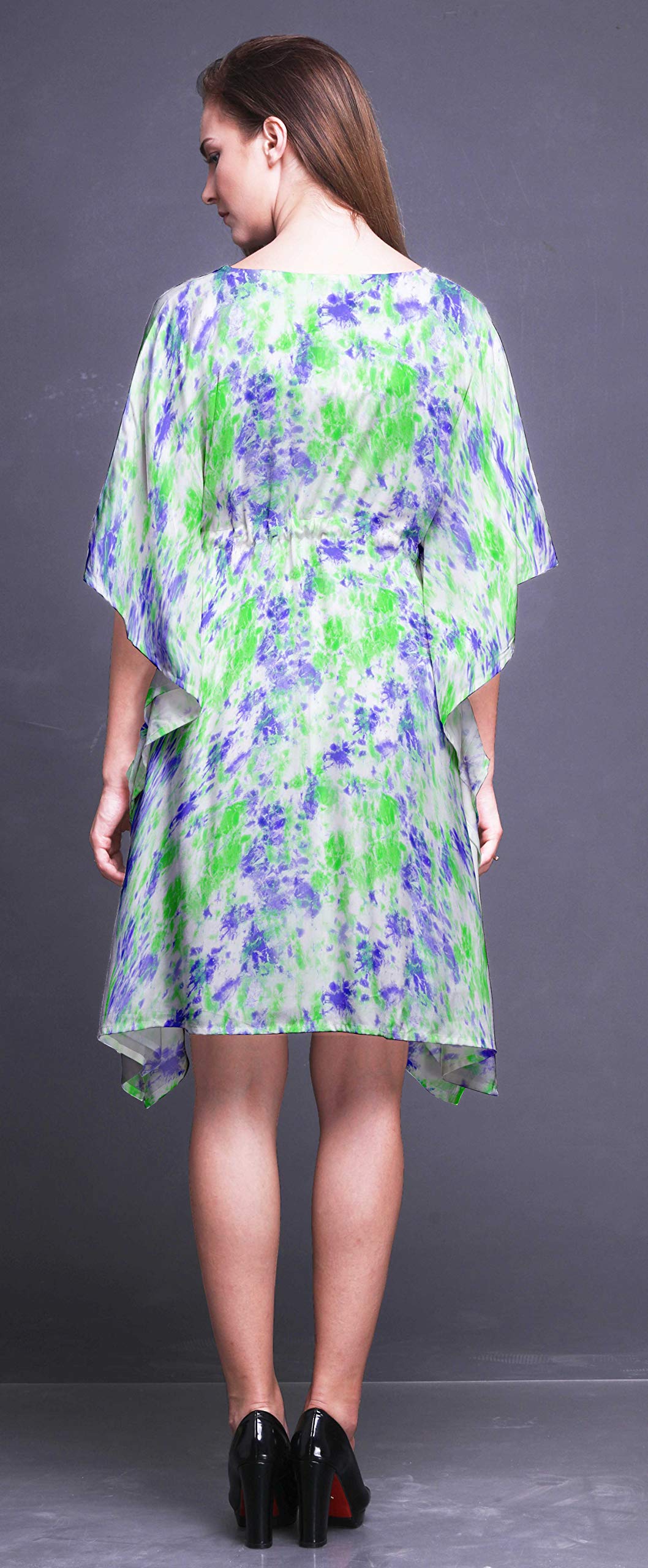 Bimba Women's Short Caftan Midi Dress - Beach Cover Up Swimwear, Summer Boho Kaftan Dress for Pool, Vacation & Resort Wear