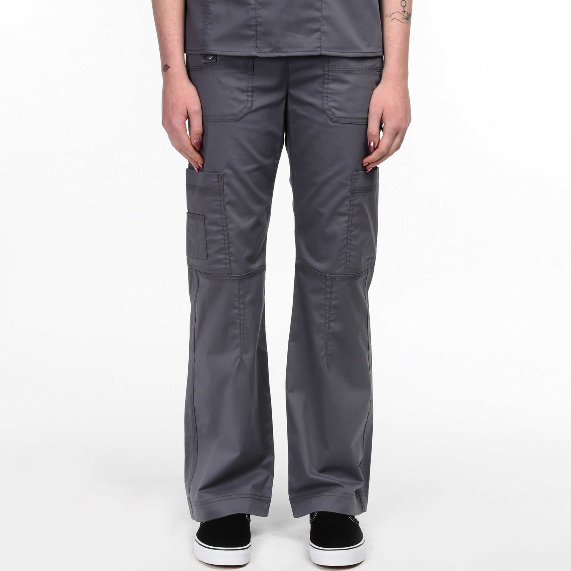 Dickies Jr. Fit Low Rise Drawstring Cargo Pants for Women - Comfortable & Stylish Pewter Workwear - Perfect for Outdoor Activities, Hiking & Casual Wear