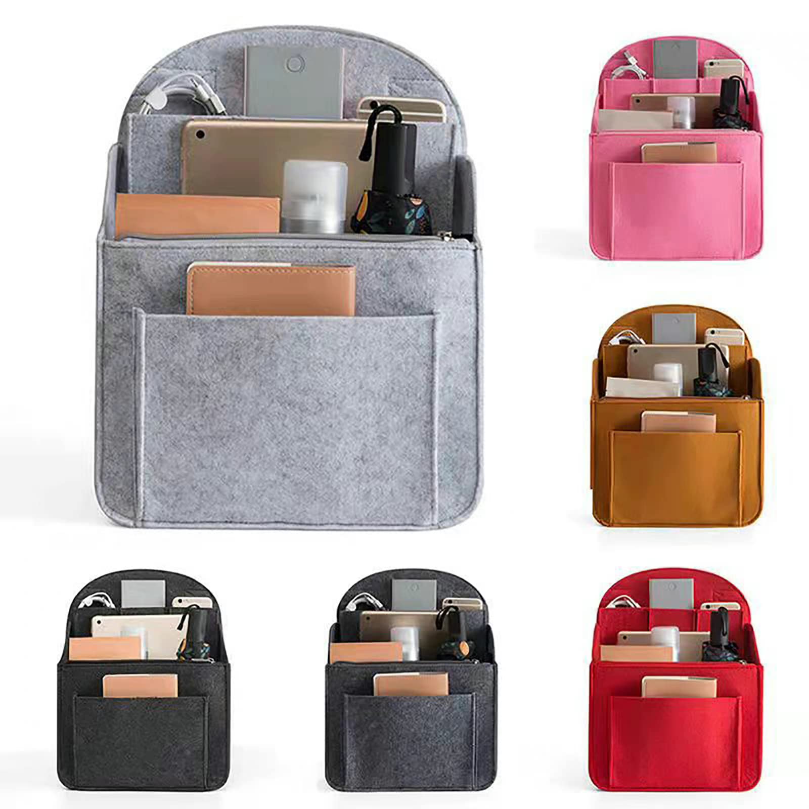 Lightweight Nylon Mini Backpack Organizer Insert - Felt Bag Divider for Rucksack, Purse & Shoulder Bags (Color-E S) | Perfect for Travel, Work & Daily Commute Organization