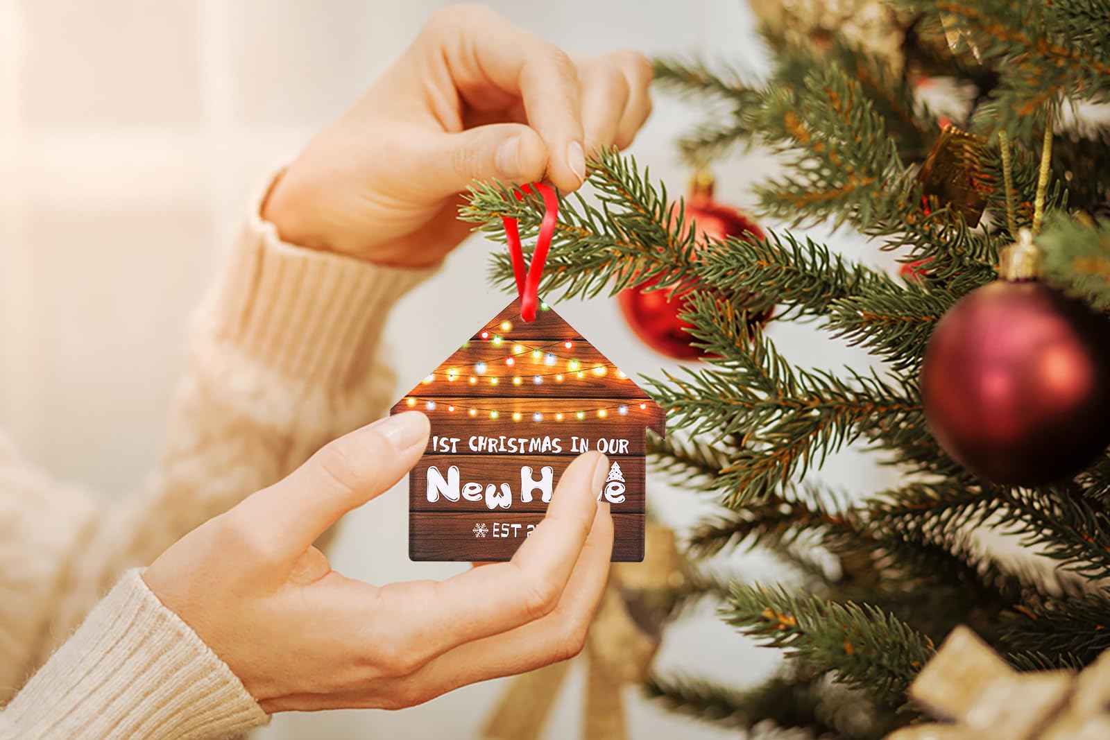 WaaHome First Christmas in Our New Home Ornaments 2024 - Elegant New House Christmas Tree Decorations, Perfect Housewarming Gifts for New Homeowners | Ideal for Holiday Decor, First Home Celebrations & Festive Tree Trimming