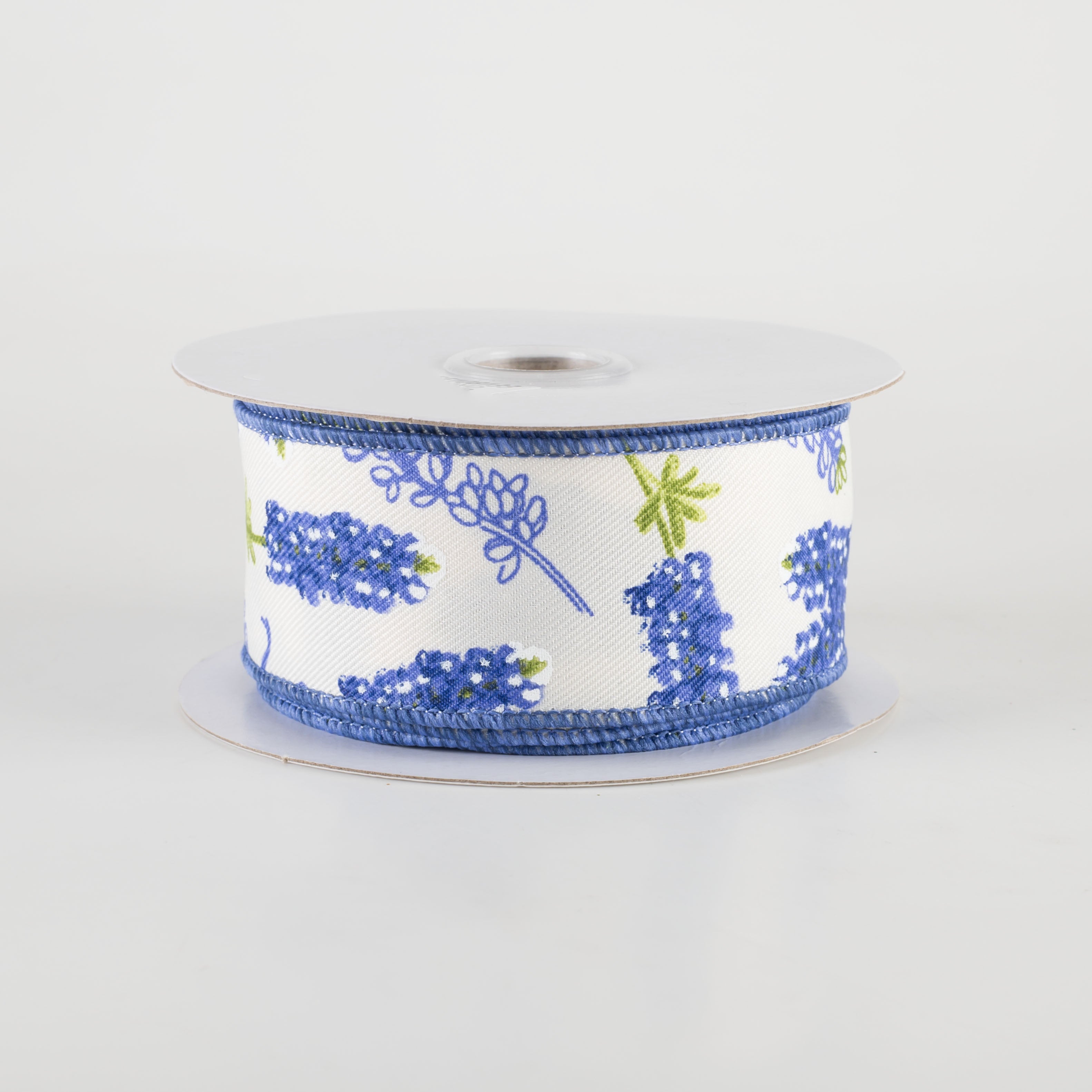 1.5 Inch Bluebonnet Pattern Ribbon - Ivory Cotton Craft Ribbon (10 Yards) for Gift Wrapping, DIY Crafts, Wedding Decorations and Scrapbooking