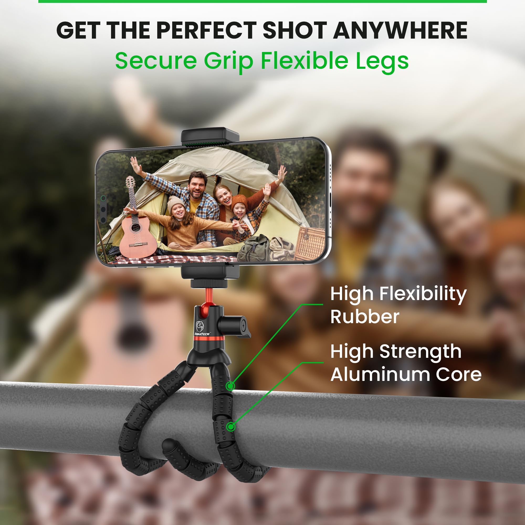 TriFlex Mini Tripod for iPhone & Android - Compact Flexible Phone Stand with Remote & GoPro Adapter - Portable Smartphone Tripod for Vlogging, Travel & Photography