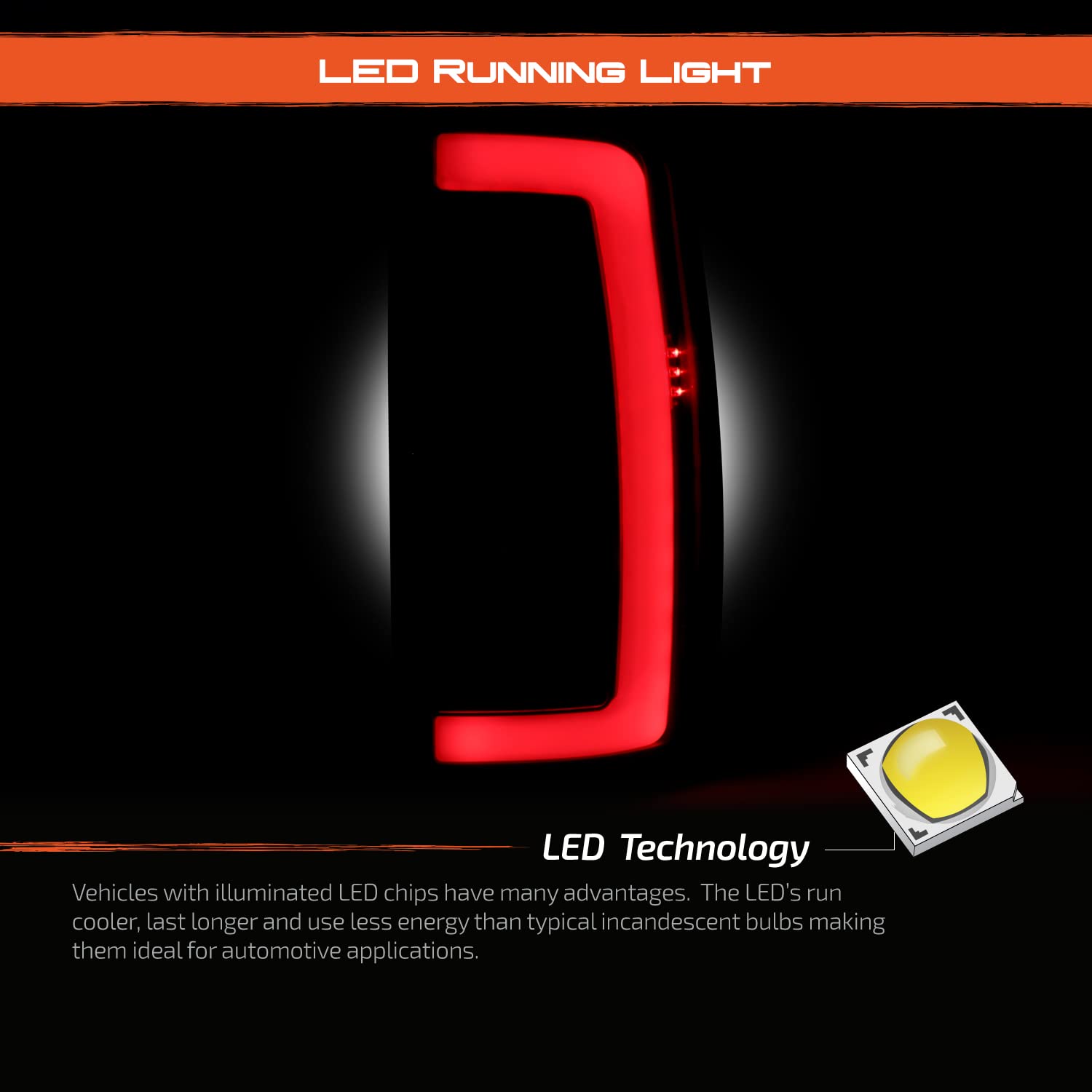 AKKON LED Running Reverse Tail Lights - Fits 2000-2006 Chevy Suburban 1500 Tahoe & GMC Yukon XL 2500 - Black Smoked C-Tube Design - Upgrade Your Vehicle for Night Driving and Enhanced Safety