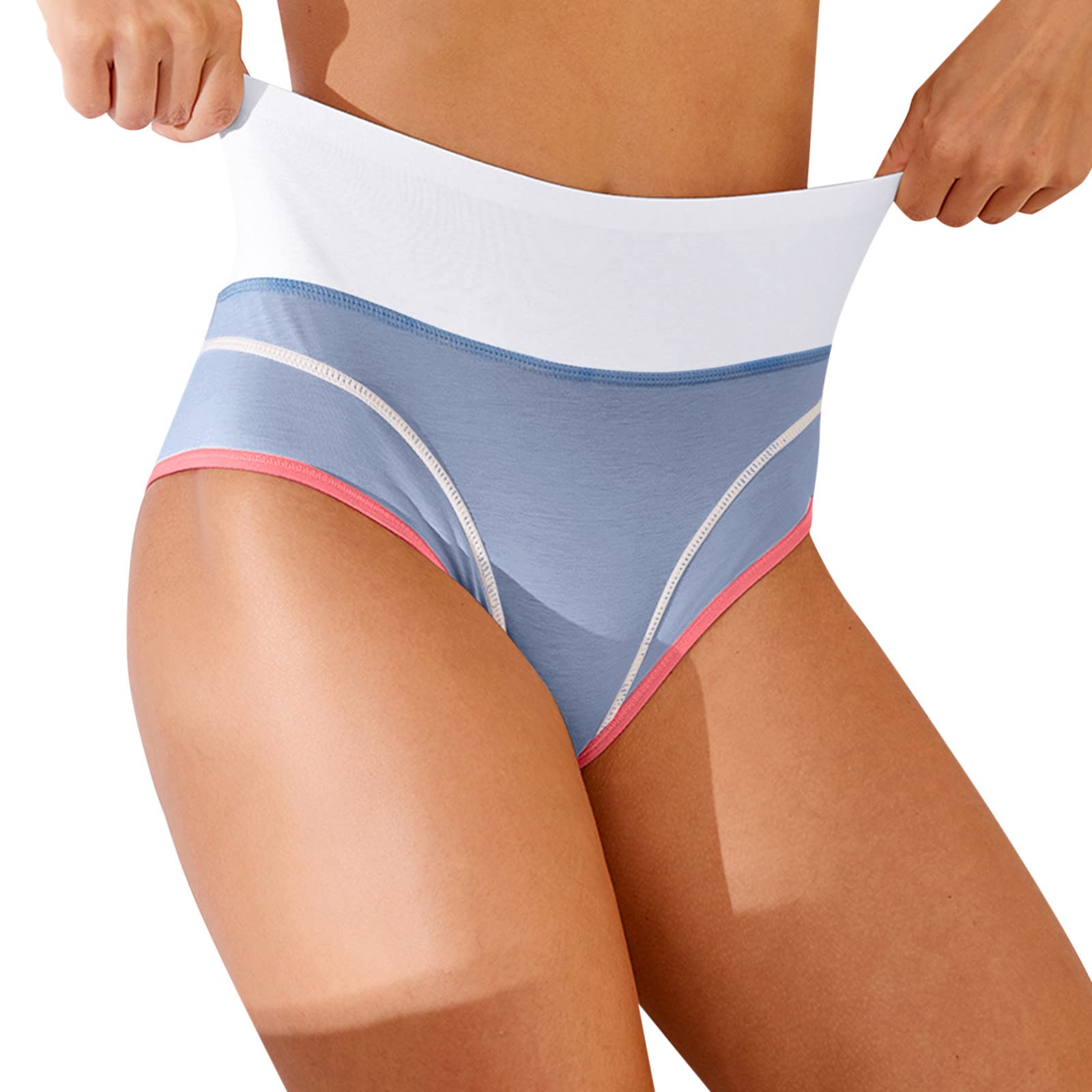 XINSHIDE Women's Boy Short Panties - 1 Piece Patchwork Color Underwear, Bikini Briefs, Comfortable Cotton Knickers in Light Blue - Perfect for Everyday Wear, Lounge & Sleep