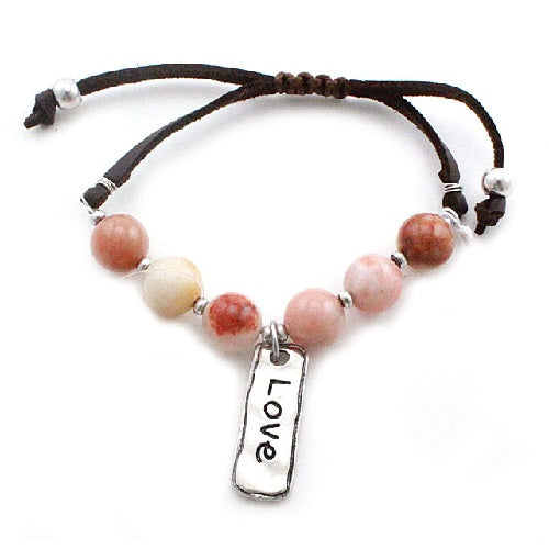 Natural Semi-Precious Stone Love Bracelet - Handmade Gemstone Jewelry for Women, Gift for Her, Valentine's Day & Anniversary Present