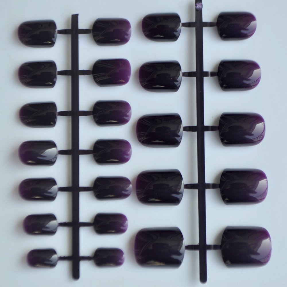Dark Purple False Nails - CoolNail Fashion Candy Fake Nails Full Wrap Tips for DIY Manicure | Carnival Style Artificial Nails for Parties, Halloween & Special Occasions