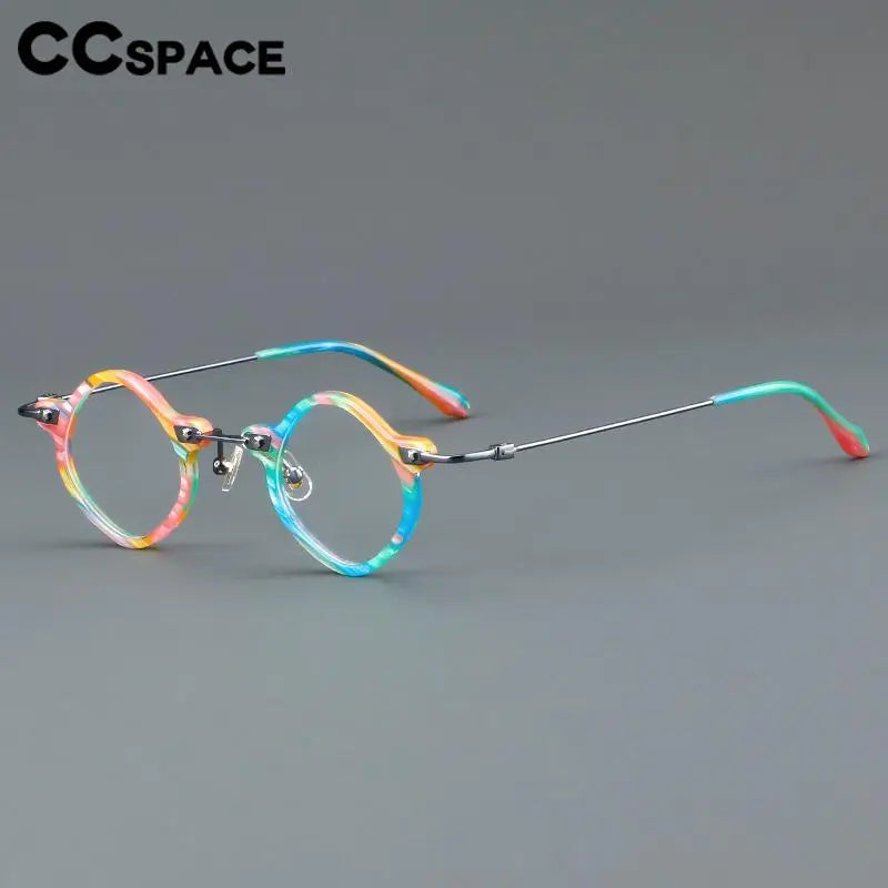 CCspace Women's Full Rim Round Acetate Alloy Eyeglasses 57170 - Stylish & Lightweight Reading Glasses for Work, Reading & Everyday Use
