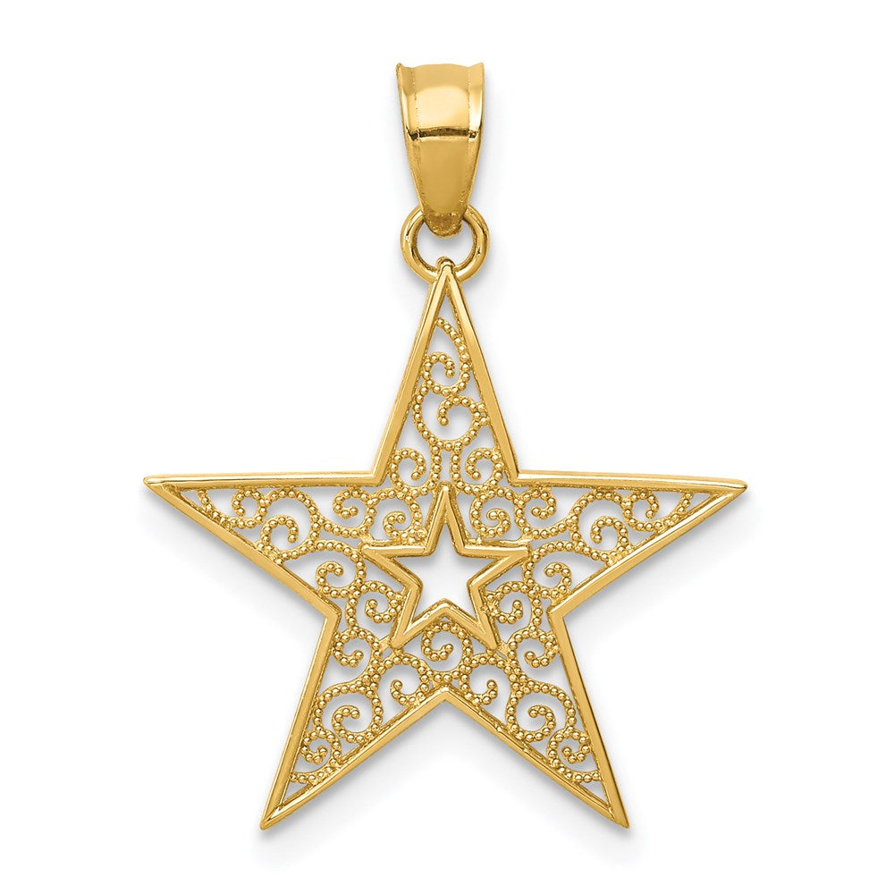 Gold Filigree Star Pendant Necklace K4807 - Elegant Jewelry Gift for Women, Birthday, Anniversary & Special Occasions