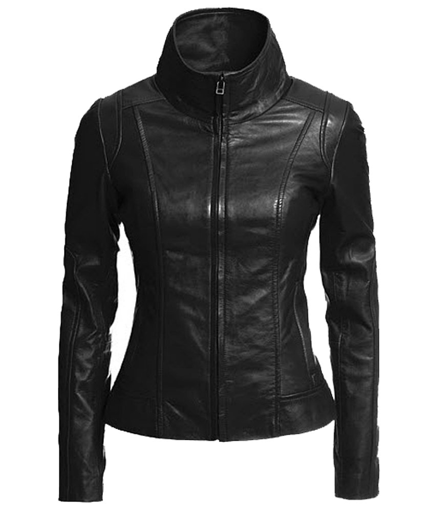 Women's Lambskin Leather Bomber Jacket - Stylish Biker Jacket for Winter - Soft & Smooth Genuine Leather Outerwear - Perfect for Casual Wear, Motorcycle Riding & Night Out