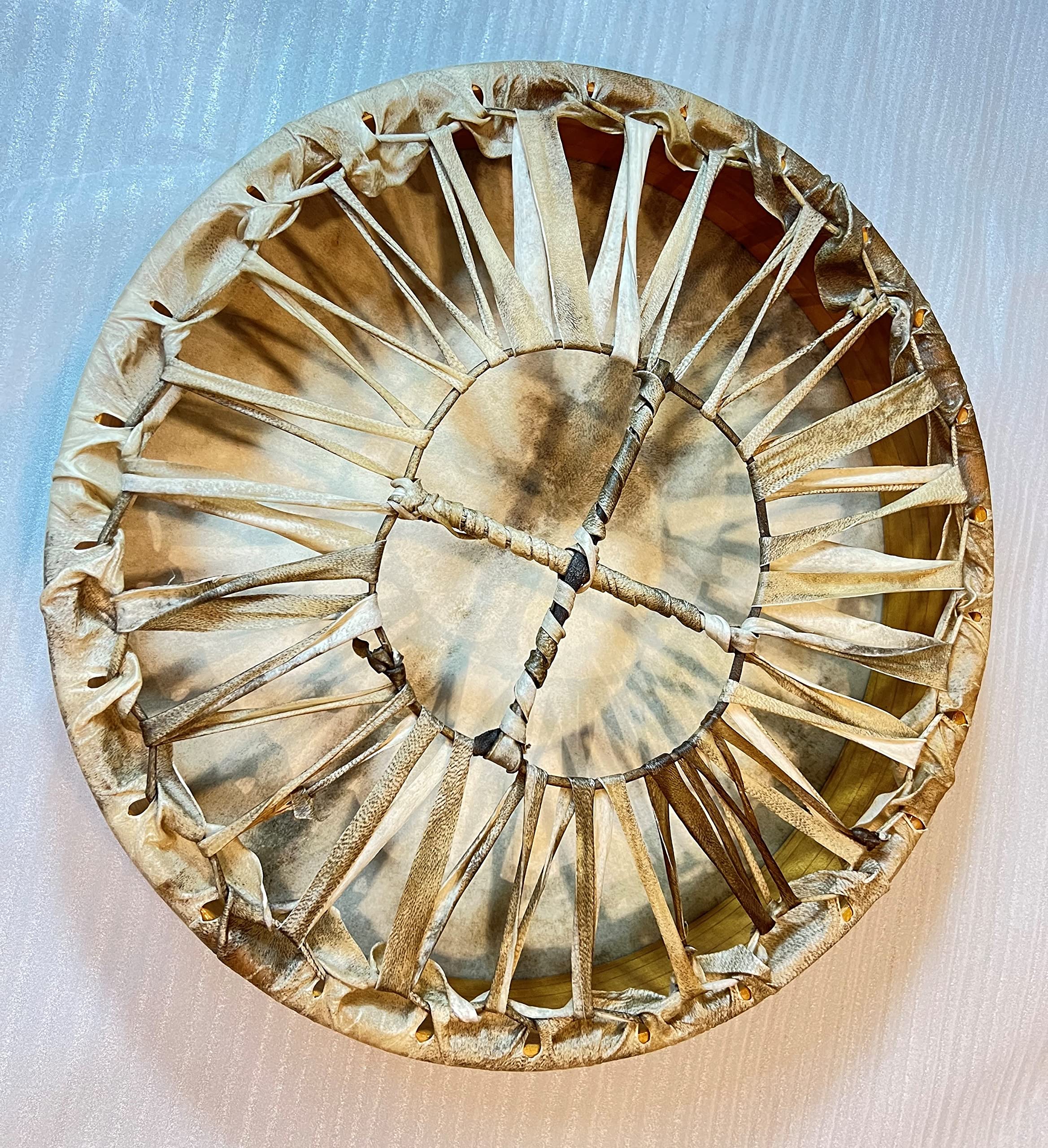 16 Inch Handmade Native American Style Shaman Drum with Buffalo Skin - Authentic Round Frame Drum for Meditation, Rituals & Spiritual Healing