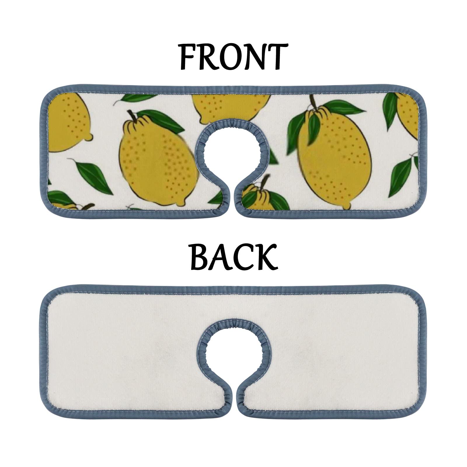 3 Pack Absorbent Kitchen & Bathroom Sink Faucet Mats - Lemon Citrus Fruit Splash Guard, Water Tap Countertop Protector, RV Stain Proof Pads for Home & Travel Use