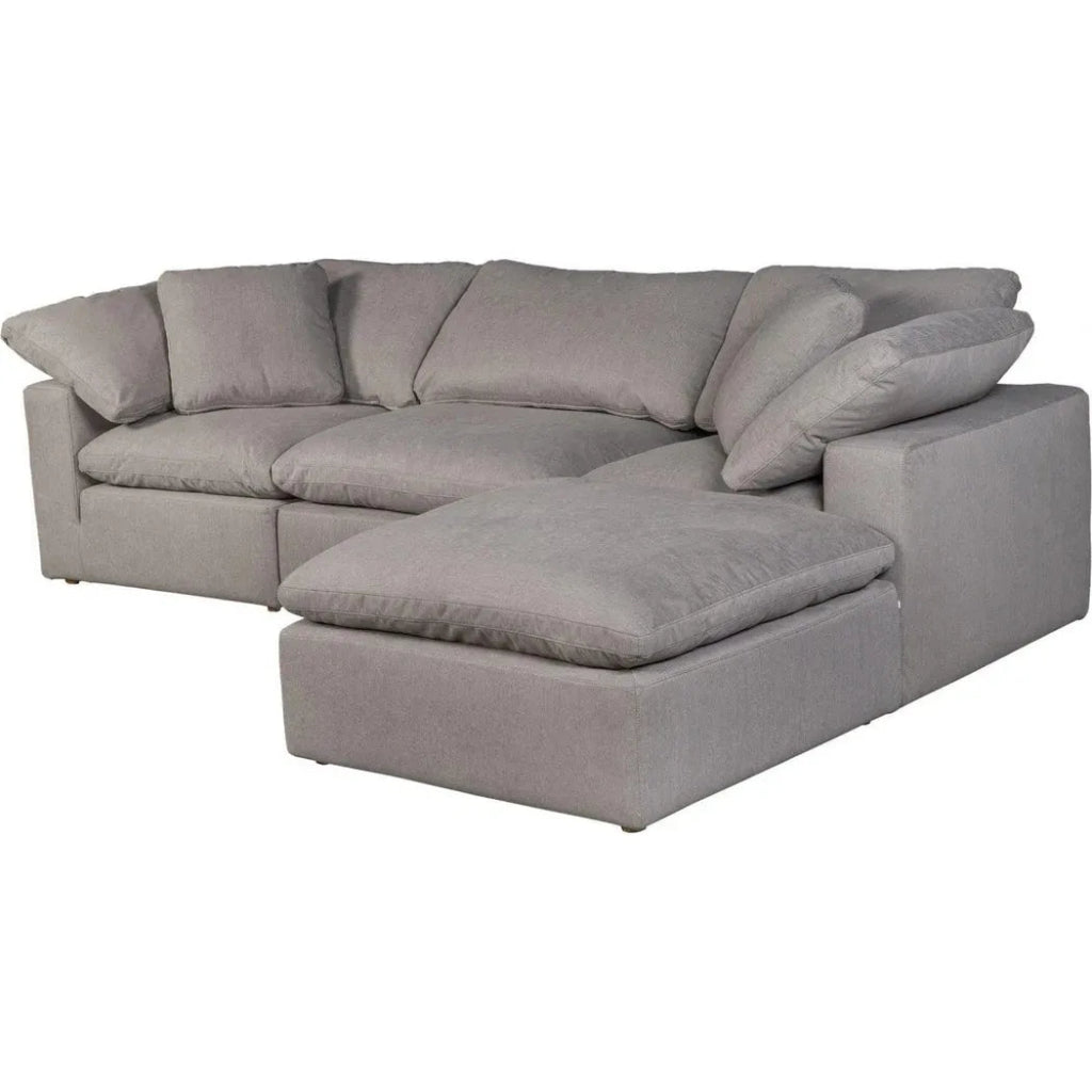 4-Piece Stain-Resistant Grey Modular Lounge Set - Modern Sectional Sofa for Living Room, Home Theater & Office - Easy to Clean & Durable Fabric