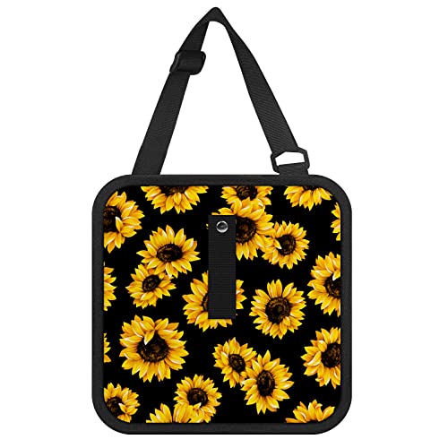 **Leak-Proof Yellow Sunflower Car Trash Can Bag - Hanging Auto Garbage Bin Organizer for Front & Back Seat | Collapsible Storage Bag for Road Trips, Commuting & Travel**
