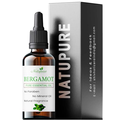 Natupure 100% Pure Bergamot Essential Oil for Skin Care, Hair Growth & Stress Relief - 30ml Therapeutic Grade Aromatherapy Oil for Diffusers, Massage & Relaxation