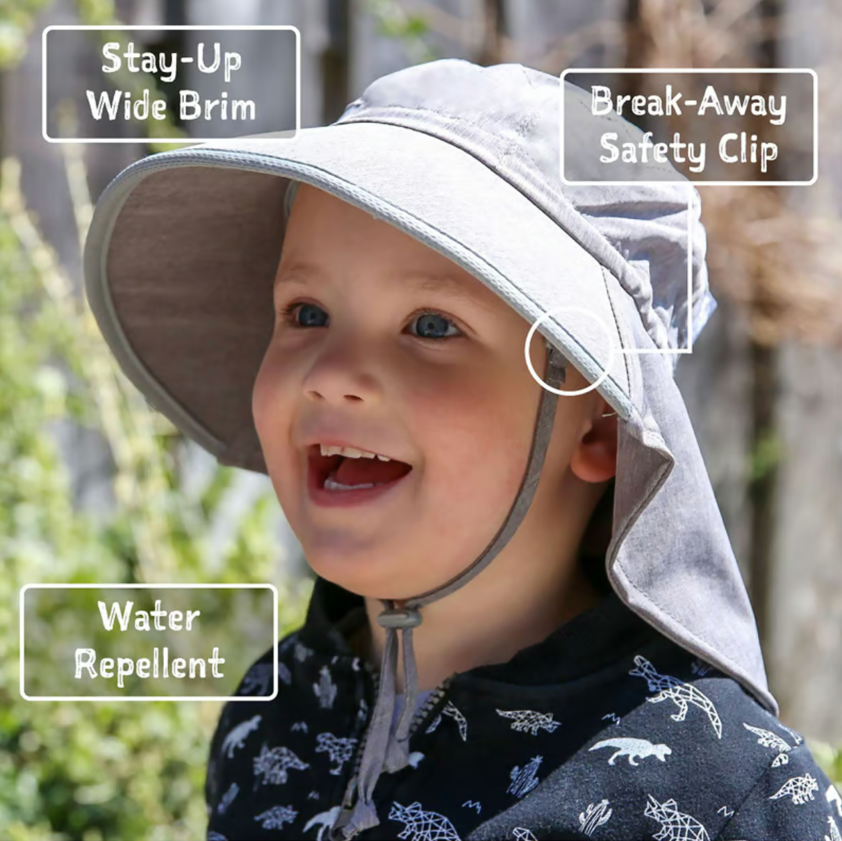 Jan & Jul Grey Aqua Dry Adventure Hat - Waterproof Sun Hat for Kids Outdoor Activities, Hiking, Beach & Pool Play