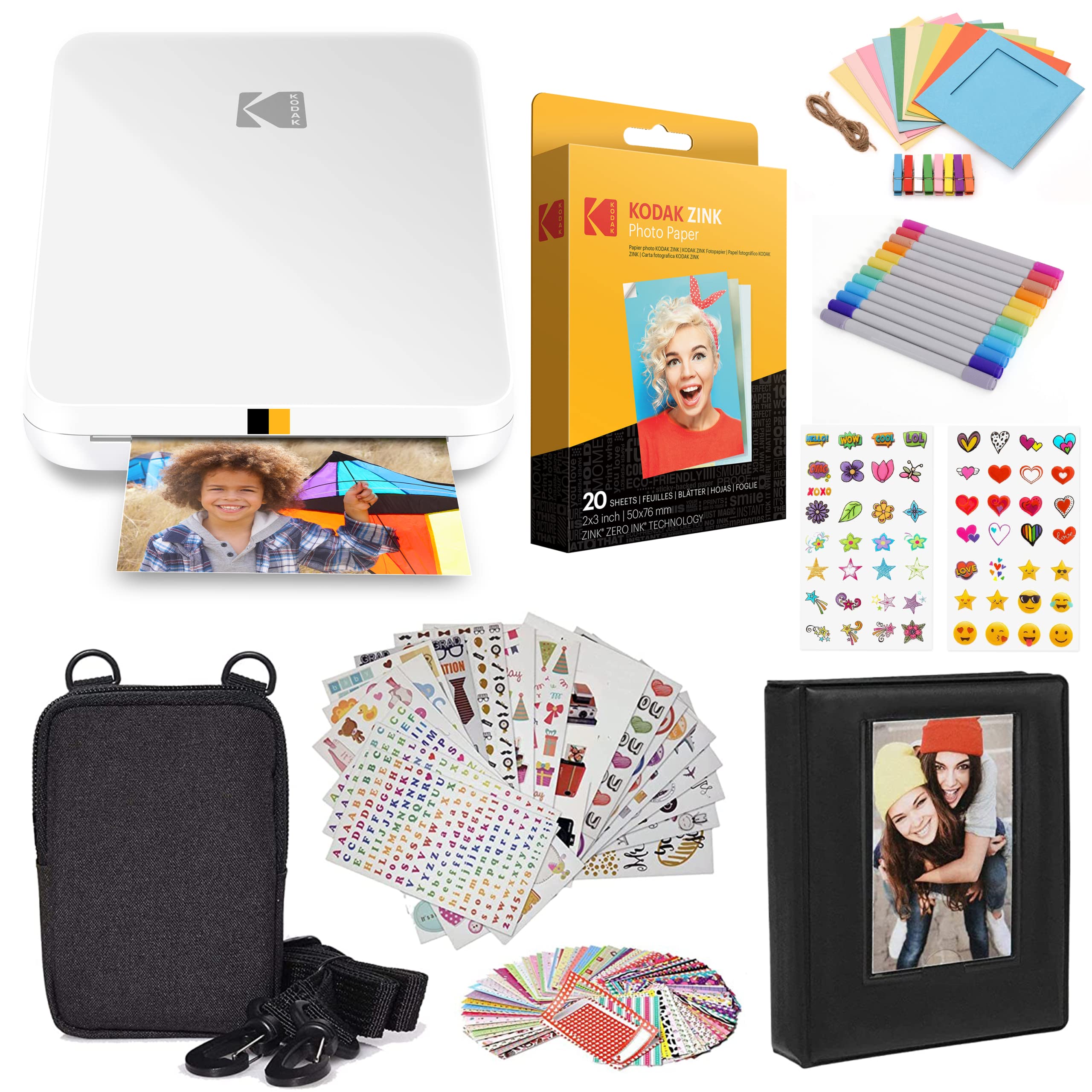 KODAK Step Slim Instant Mobile Photo Printer Kit - 20 Sheets Zink Paper, Travel Case, Photo Album, Markers & Sticker Sets for Instant Prints at Home, Parties & Travel | Portable Wireless Bluetooth Photo Printing