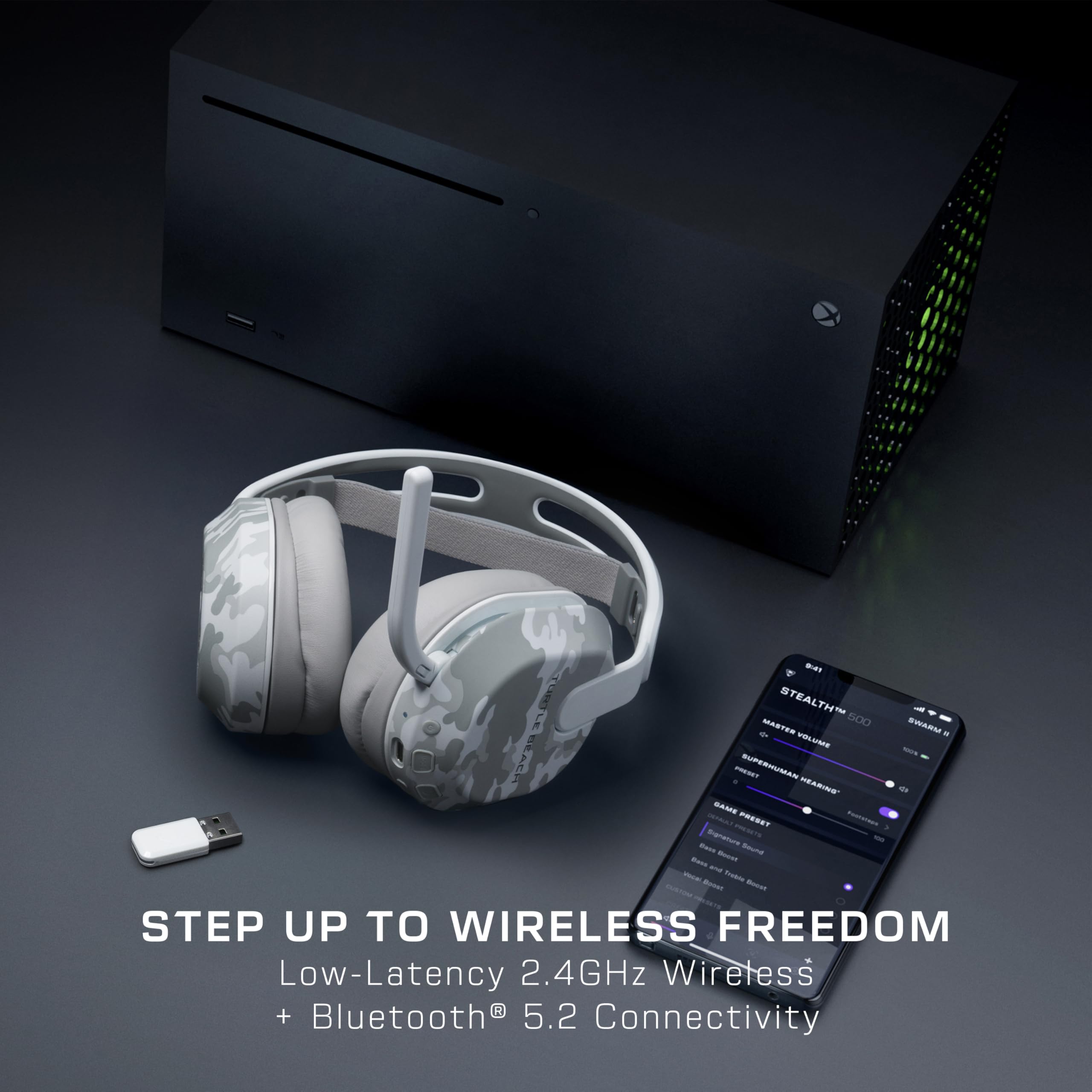Turtle Beach Stealth 500 Wireless Gaming Headset for Xbox Series X|S & Xbox One - Bluetooth Compatible with PC & Mobile - 40 Hour Battery Life - Memory Foam Ear Cushions - Flip-to-Mute Mic - Arctic Camo - Perfect for Competitive Gaming & Late-Night Sessions