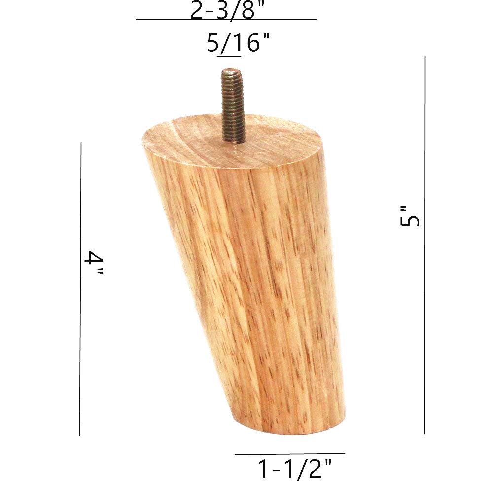 WEICHUAN 4 Inch Solid Rubber Wood Replacement Legs for Sofa, Couch, Chair, Ottoman, Loveseat, Coffee Table & Cabinet Furniture - 4-Piece Set with Slanted Design - Perfect for Home Office, Living Room, Bedroom Furniture Upgrade