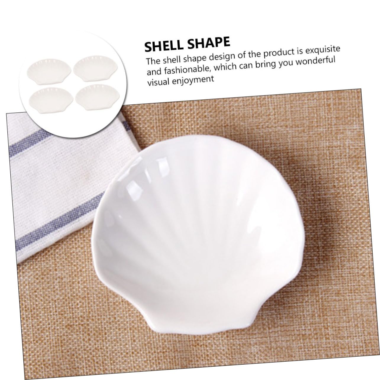 Premium Ceramic Tea Bag Holders & Coasters Set of 4 - Shell Design Tea Rest for Loose Leaf & Bagged Tea - Perfect for Tea Rooms, Restaurants, and Home Tea Ceremonies