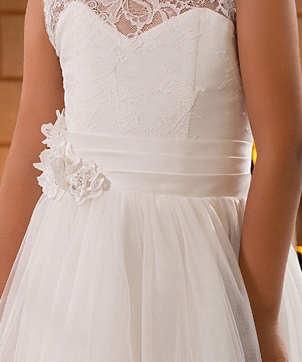 Lace Embellished A-Line Sleeveless Girls Wedding Party Dresses - Elegant Flower Girl & Bridesmaid Dresses for Special Occasions