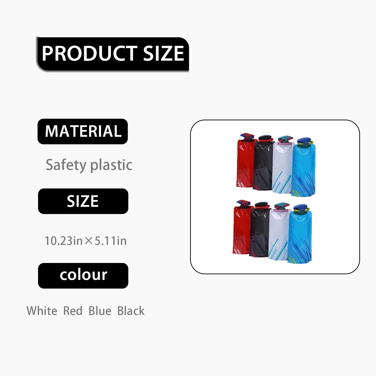 DRYIC 8 Pack Collapsible Water Bottles 700ML - BPA Free Reusable Water Bottle for Sports, Gym, Hiking & Travel - Lightweight Leakproof Portable Water Container for Workouts, Camping & Outdoor Activities