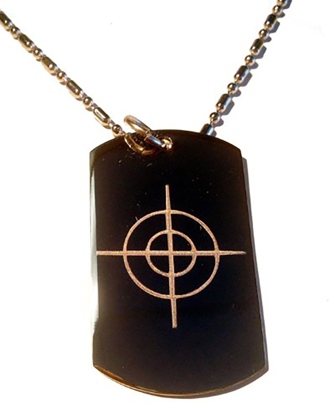 Target Bullseye Gun Scope Hunting Logo Military Dog Tag - Metal Keychain Necklace & Luggage Tag for Outdoor Enthusiasts | Perfect for Hunting, Camping & Adventure Gear Accessories