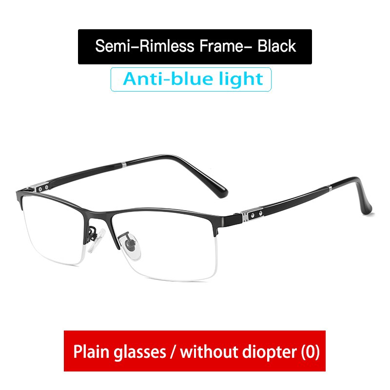 Aidien Men's Custom Lens Semi-Rimless Alloy Frame Eyeglasses AR5055 - Lightweight & Durable Glasses for Work, Reading & Everyday Use