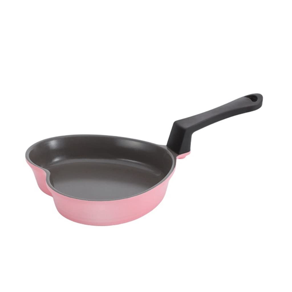 Non-Stick Ceramic Heart-Shaped Mini Frying Pan - Pink Small Wok for Baby Food, Cooking & Serving | Perfect for Infants, Toddler Meals & Healthy Snacks | Ideal Gift for New Parents & Kitchen Lovers (1pc, Pink)