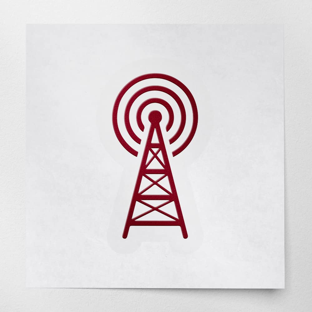 Premium Waterproof Vinyl Decal Stickers - Radio Tower with Waves Design (Set of 2) for Laptop, Smartphone, Car, Dirt Bike, Wall Decor | Burgundy Color | Great for Home, Office & Gift Giving