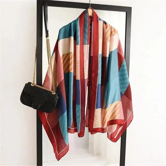 Luxury Striped Scarves for Women - Soft Cashmere & Silk Blend - Elegant Fashion Accessory for Winter, Office & Special Occasions