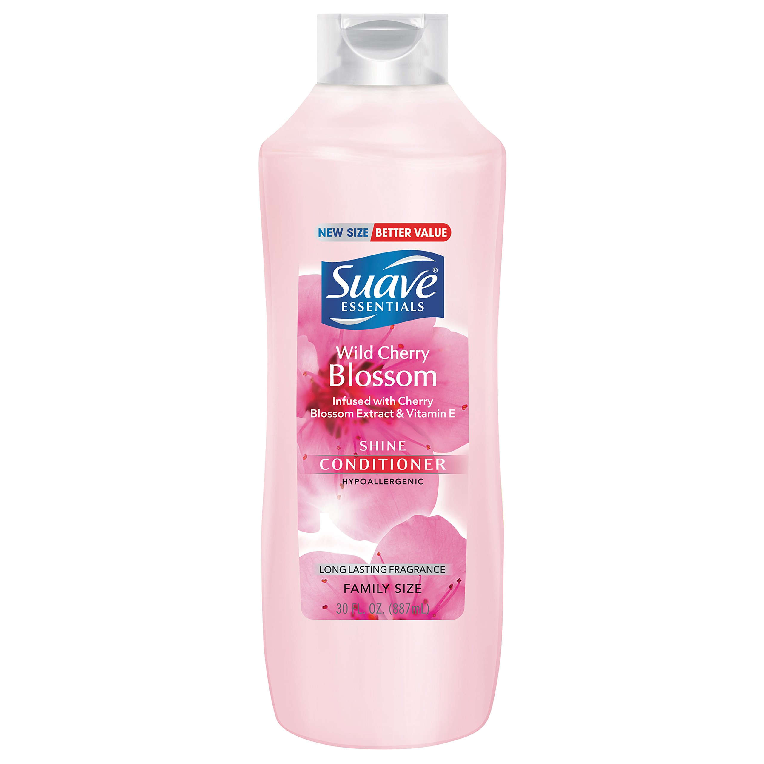 Suave Essentials Wild Cherry Blossom Conditioner - 30 oz for Soft, Smooth Hair - Daily Hydration & Frizz Control - Perfect for Dry, Damaged Hair Care at Home or Salon Use