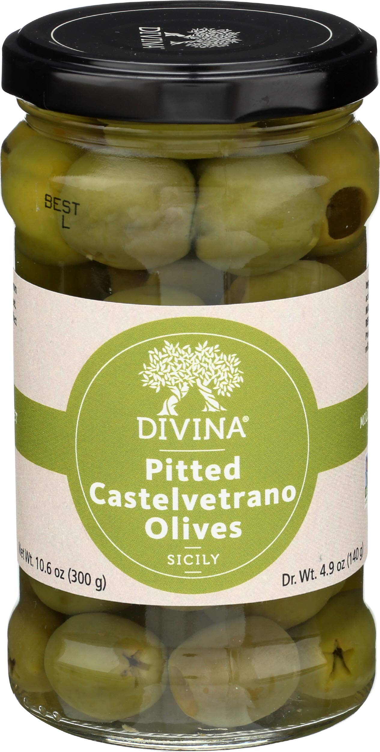 DIVINA Castelvetrano Pitted Olives 4.9 oz | Premium Italian Green Olives | Perfect for Salads, Charcuterie Boards & Mediterranean Recipes