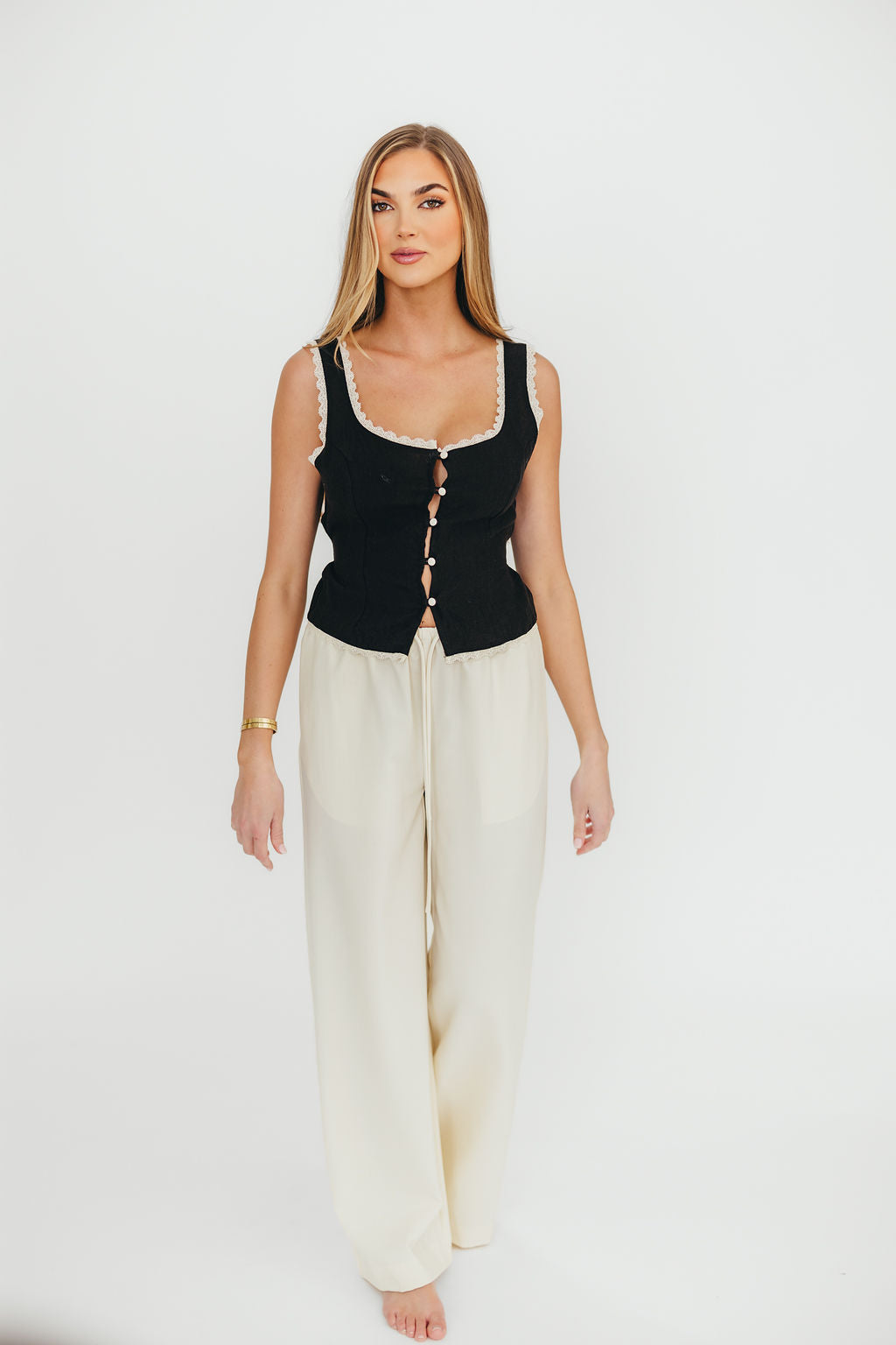 Isavella Women's 100% Pure Linen Woven Blouse - Breathable Black Summer Top for Casual Outings & Beach Vacations