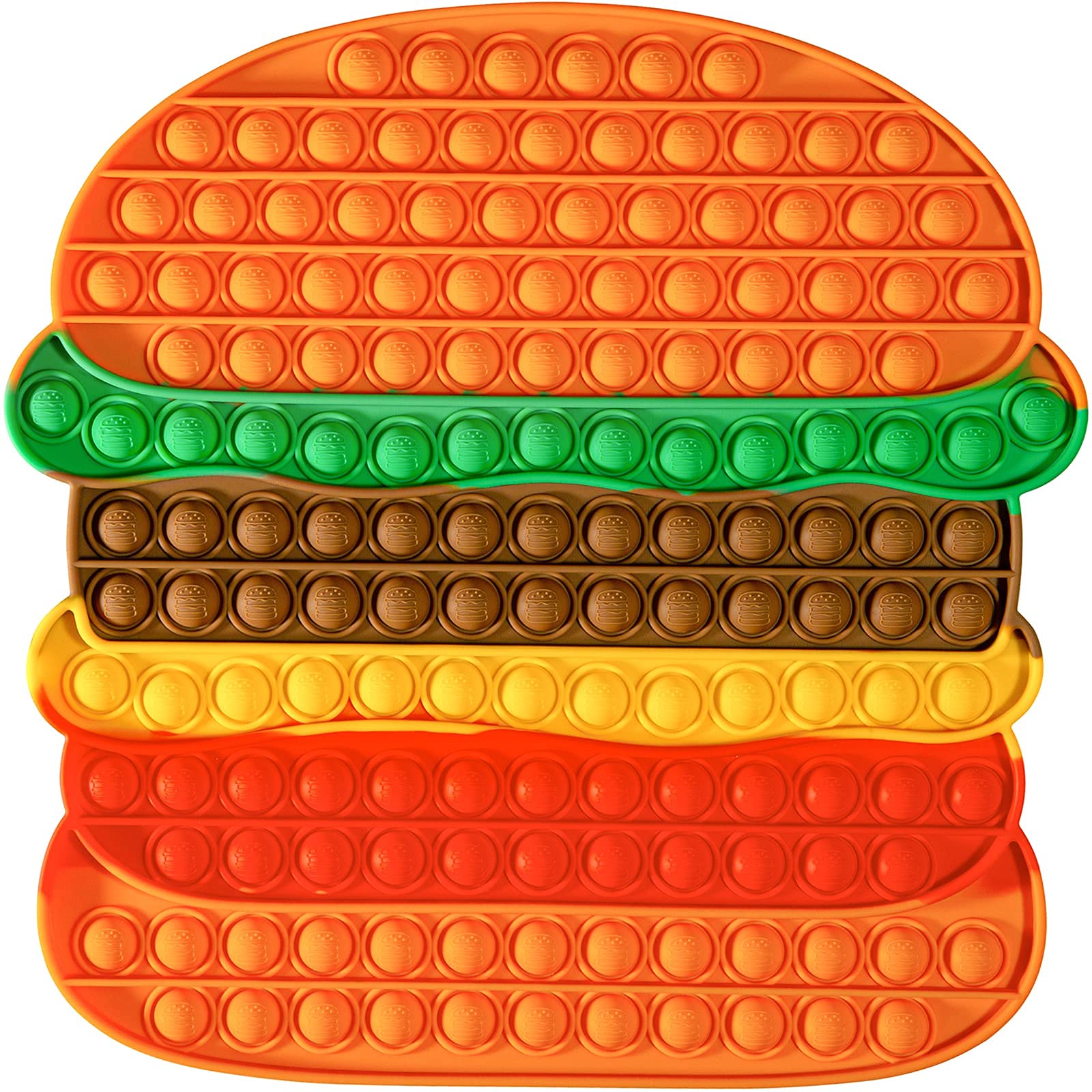 AIZIXIN Jumbo Pop Big Size Bubble Fidget Sensory Toys - Stress Relief & Anti-Anxiety Squeeze Toy for Kids & Adults - Easy to Grasp Silicone Popper (Hamburger Style) - Perfect for Office, Classroom & Home Relaxation